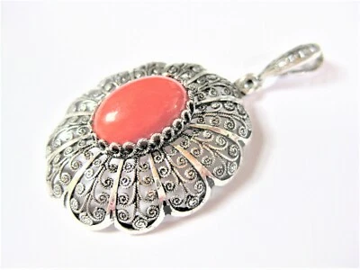 Antico Ciondolo Argento 835 Con Corallo, 5,64 G - Immagine 1 di 3