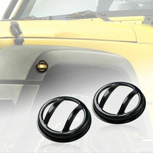 Front Fender Side Marker Light Euro Guard Cover For 2007-2018 Jeep Wrangler JK - Picture 1 of 7