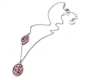 Collier disque ovale floral 17,5" argent sterling Invicta Fiorentina Dorinn J0131 - Photo 1/5
