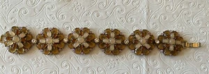 SIGNED BANANA REPUBLIC WIDE GOLDTONE MULTI COLORED RHINESTONE BRACELET - Picture 1 of 7