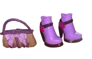 Barbie My Scene Muñeca Zapatos Tacón Alto Punta Punta Flor Botines Púrpura con Monedero - Imagen 1 de 5