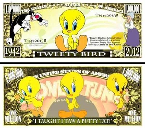 TITI et GROSMINET BILLET MILLION DOLLAR US! Collection Dessin Animé Tweety Bird - Photo 1/1