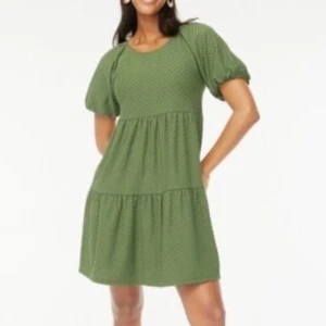 J Crew Clip-Dot Mini Dress in Fatigue Green NWT M - Picture 1 of 7