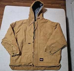 Key FR HRC 4 Flame Resistant Hooded Work Jacket Brown Duck 2XL BUSTED ZIPPER - Picture 1 of 18