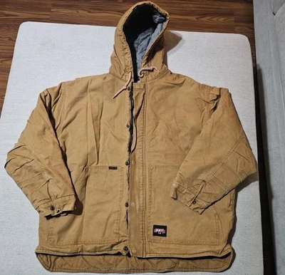 Key FR HRC 4 Flame Resistant Hooded Work Jacket Brown Duck 2XL BUSTED ZIPPER - Image 1 of 4