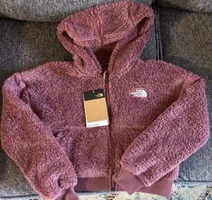 The North Face Girls' Suave Oso Fleece Full-Zip Hooded Jacket, Wild Ginger, M - Picture 1 of 5
