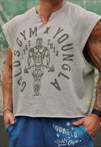 YoungLA 5069 Golds Palestra Vintage Cut Offs Grigio Erica Taglia Large Uomo Autentico - Foto 1 di 11