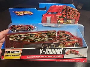 New in Box Hot Wheels 2009 V-RROOM! Transport Truck Plus HW Vehicle - Picture 1 of 8