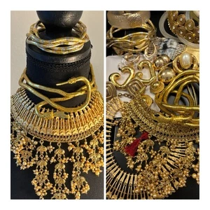 Vintage-Mod Lotto di 1 9 Gemme Tono Oro Dichiarazione Gioielli J Crew, Serpente - Foto 1 di 12