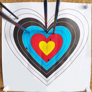 Archery Target Paper Heart Shaped 40cm Durable Bow Arrow Shooting Practice Hunt - Picture 1 of 12