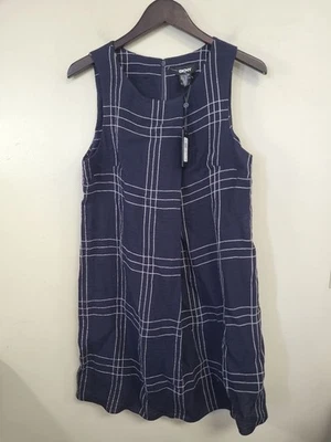 NWT DKNY Blue & White Plaid Sleeveless Sheath Dress Women's Size 10 - Image 1 of 4
