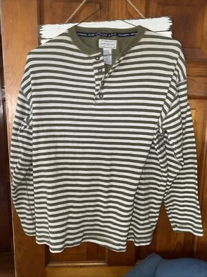 Arizona Jeans Company Long Sleeved Striped Henley Shirt Size Medium EUC - Image 1 of 4