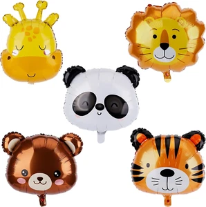 5Pcs Jungle Safari Animal Balloons, Cute Jungle Theme Zoo Party Supplies Animal - Picture 1 of 12