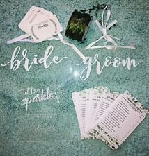 Wedding lot bride and groom sparkler signs advice cards ribbon decor Mr & Mrs