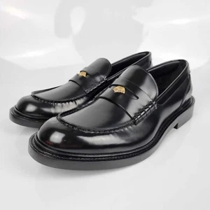 VERSACE La Medusa Black Leather Loafers New Size 45 US 12 - Picture 1 of 10