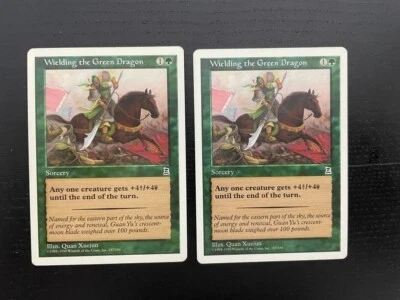 MTG 2X PORTAL THREE KINGDOMS WIELDING THE GREEN DRAGON ENGLISH P3K SORCERY GREEN - Image 1 of 4