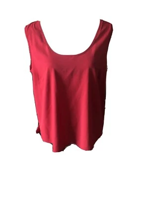 Joanna Womens Solid Red Sleeveless Polyester-Spandex Size L Tank Top - Image 1 of 4