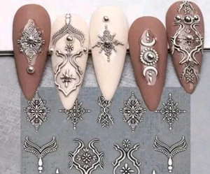 Scrolling Nail Art Transfer Stickers Tribal Indian Vintage Filigree Line Art - Picture 1 of 6