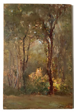 French Impressionism Landscape Forest Oil Antique painting Wood panel