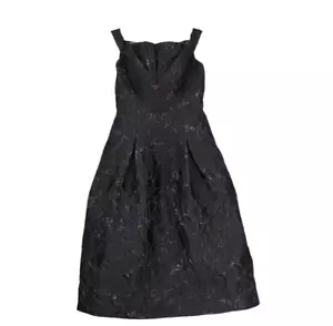 Kay Unger Tea Length Dress Size 10 A-Line Midi Formal Wedding Metallic Jacquard - Picture 1 of 14