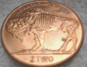 1 x UNA ONZA FICHA CHAPADA EN COBRE ZOMBUCKS MONEDA DEL APOCALIPSIS ZOMBUFF - Imagen 1 de 7