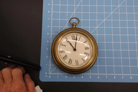 Vintage Pocket Watch Wall Clock Brass Made in India Quartz Battery operated Cover