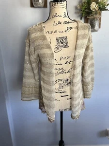Gimmicks By BKE Bohemian Cardigan Sequins Raw Hem Size M Festive Hippie Indie - Picture 1 of 9