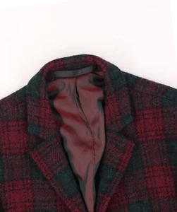 Men's 34 R Harris Tweed Bespoke Red Plaid Windowpane Made In UK Blazer Jacket - Picture 1 of 11