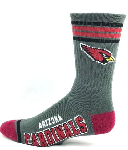 Arizona Cardinals Football Charcoal Gray & Maroon Deuce 4 Stripe Crew Socks Cover
