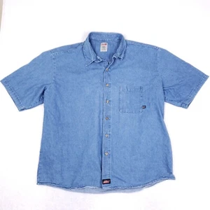 Dickies Denim Shirt Mens 3XL Short Sleeve Blue Button Front Workwear Utility - Picture 1 of 8