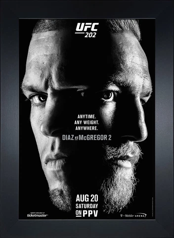 UFC 202: Diaz vs McGregor 2 Replica Mini Framed 9x13 Event Poster Cover