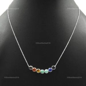 Wife Gift Solid 925 Sterling Silver Healing Chakra Necklace Women Jewelry - Picture 1 of 6