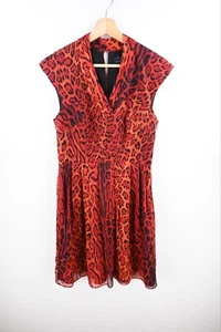 Ted Baker "Tyran" leopard print dress in scarlett size 3/UK12 - Foto 1 di 11