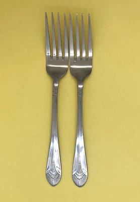 JUEGO DE 2 CUBIERTOS WALCO METEROR ACERO INOXIDABLE BRILLANTE TENEDORES DE CENA EUROPEOS 8-5/8" Foto 1 de 4