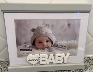 Malden 4x6 Gray/White Sweet Baby Picture Frame New In Box - Picture 1 of 5