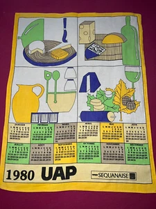 Torchon ancien calendrier publicitaire 1980 UAP, fromages - Imagen 1 de 3