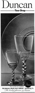 Duncan und Miller Träne Tropfen Glas Kelch Platte 1950 Zeitschrift Druck Anzeige - Bild 1 von 1