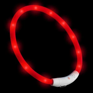 PRECORN LED Silicona Perros Collar Luminoso Recargable por USB-C Indiv. acortable, rojo - Imagen 1 de 6