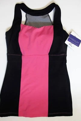 MIRASLIM MSP SIZE XS MIRACLESUIT COLOR BLOCK ATHLETIC TANK TOP Pink Black NEW   - Image 1 of 4