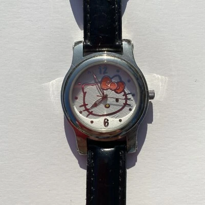 Sanrio Hello Kitty HK1748 Analog Quartz Black Genuine Leather Band Watch 2011 - Image 1 of 4