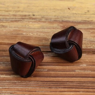 100Pcs Triangle Leather Shank Buttons Dark Brown Handmade Coat Sweater Craft - Image 1 of 4