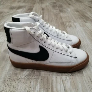 Nike Blazer Medio Cuero Blanco Negro Goma Talla 5.5 Mujer - Imagen 1 de 8