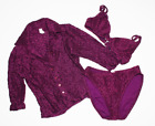 y2k '99 Victoria's Secret Catalog Set Bra Bottoms Top Purple Textured size 34C M