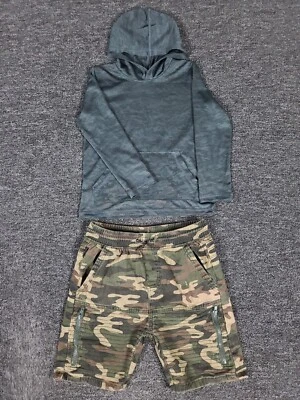 Boys Outfit 6 Ring Of Fire Camo Shorts & Jumping Beans Lightweight Hoodie Set - Image 1 of 4