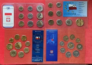 Poland coin set 1 2 5 10 20 50 Groszy Zloty Zlotych 1991 2000 Eagle bimetallic - Picture 1 of 8