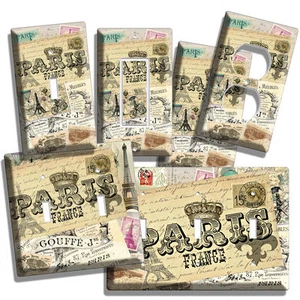 PARIS FRANCE CITY OF LOVE VINTAGE POST CARDS LIGHT SWITCH OUTLET COVER PLATES  - Picture 1 of 22