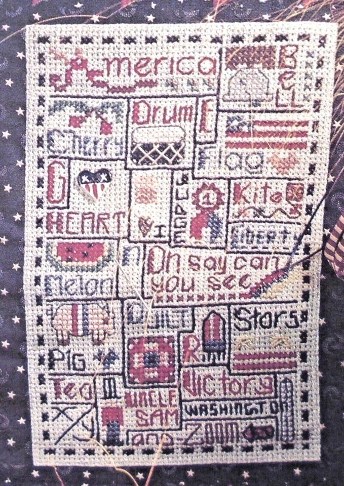 Vintage 1993 Americana Foli0 Shepherds Bush Sampler Cross Stitch Pattern Leaflet - Image 1 of 3