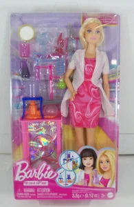 NEW Barbie Scientist Doll & Laboratory Accessories Blonde in Dress Lab Coat NEW - Picture 1 of 8