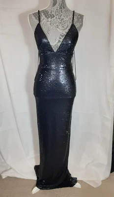 ABS Allen Schwartz Milena Sequin Evening Gown Dress Size 2 Dark Navy Blue - Image 1 of 4
