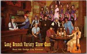 c1960s DODGE CITY, Kansas Postcard "Long Branch Variety Show Cast" Boot Hill - Picture 1 of 2